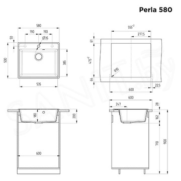 Кухонная мойка Maunfeld Perla 580 MFQS-580B / MFQS-580DGR