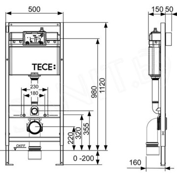 Система инсталляции для унитаза TECEbase kit 9400401 с кнопкой Tecenow 9240402 и унитазом Roxen Antares 530185-01