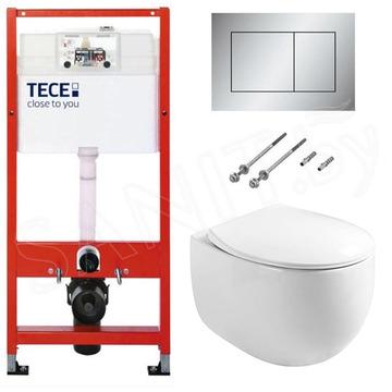 Система инсталляции для унитаза TECEbase kit 9400401 с кнопкой Tecenow 9240402 и унитазом Roxen EGG 530170-01