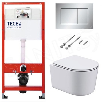 Система инсталляции для унитаза TECEbase kit 9400401 с кнопкой Tecenow 9240402 и унитазом Roxen Simple Compact 530120-01