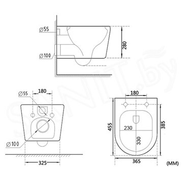 Система инсталляции для унитаза TECEbase kit 9400401 с кнопкой Tecenow 9240402 и унитазом Roxen Simple Compact 530120-01