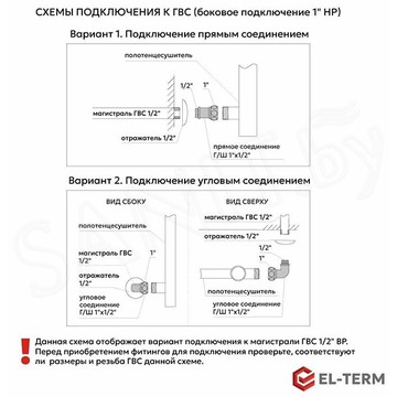 Полотенцесушитель El-Term Грас П5 / П7 боковое подключение