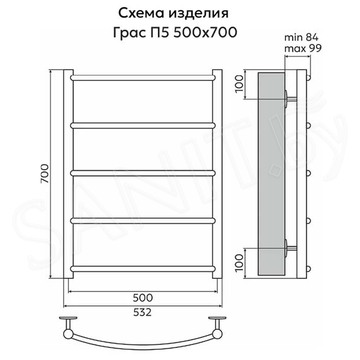 Полотенцесушитель El-Term Грас П5 / П7 нижнее подключение