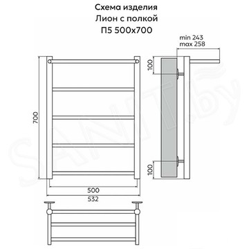 Полотенцесушитель El-Term Лион с полкой П5 нижнее подключение