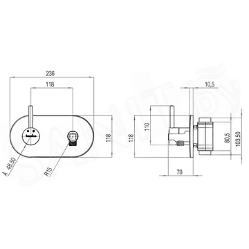 Смеситель встраиваемый Teska Alia BTK6600 с гигиеническим душем