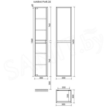 Пенал Sancos Marmi 1.0 / Marmi 2.0 дуб галифакс натуральный