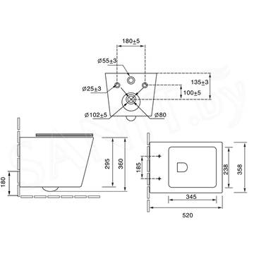 Подвесной унитаз SantiLine SL-5007P