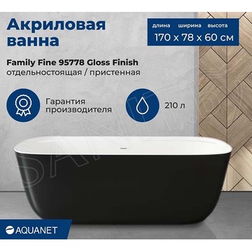 Акриловая ванна Aquanet Family Fine черный матовый
