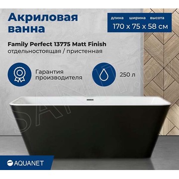 Акриловая ванна Aquanet Family Perfect черный матовый
