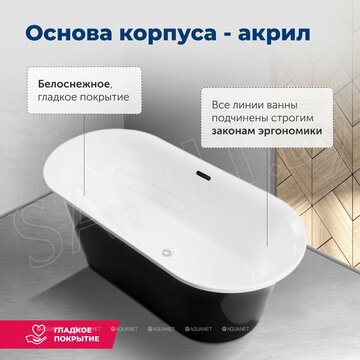 Акриловая ванна Aquanet Family Smart черный глянцевый