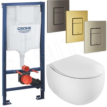 Комплект инсталляции Grohe Rapid SL 38772001 с брашированной кнопкой и подвесным унитазом Roxen EGG 530170-01