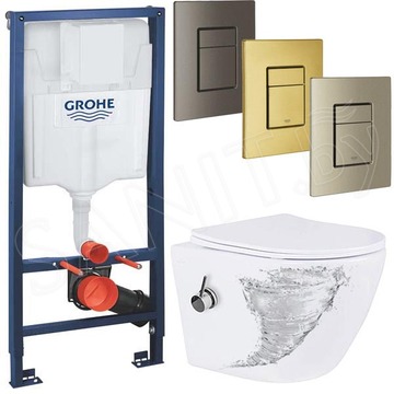 Комплект инсталляции Grohe Rapid SL 38772001 с брашированной кнопкой и подвесным унитазом Roxen Antares Bidet Tornado 530185-01XT