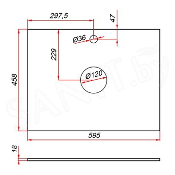 Столешница ЗОВ Антрацит CLDSP18H595458C2 (2 выреза)