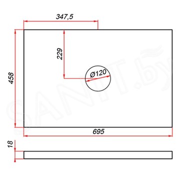 Столешница ЗОВ Антрацит CLDSP18H695458C1 (1 вырез)