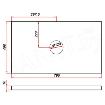 Столешница ЗОВ Антрацит CLDSP18H795458C1 (1 вырез)