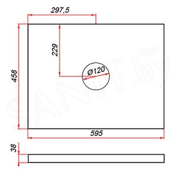 Столешница ЗОВ пластик HPL 38 Туя CHPL38T595458C1 (1 вырез)