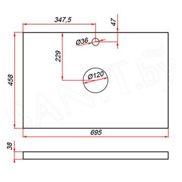 Столешница ЗОВ пластик HPL 38 Туя CHPL38T695458C1 (1 вырез)