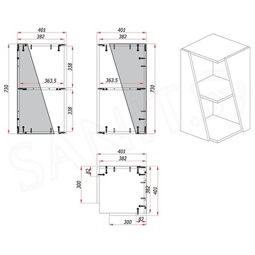 Пенал ЗОВ Кито 40-L / 40-R аттик / белый матовый