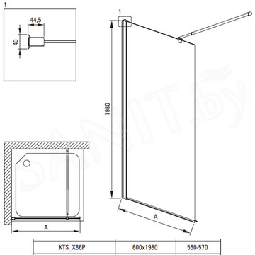 Душевая стенка Deante Kerria Plus Walk-In KTS_086P