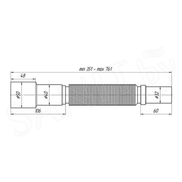 Сифон в комплекте со слив-переливом, донным клапаном Roxen P01B (black) и гофрой для каменных умывальников