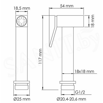Смеситель встраиваемый WasserKraft Naab A8651.326.057.136 с гигиеническим душем