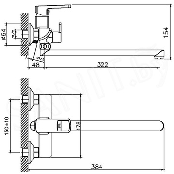 Смеситель для ванны Haiba HB22176