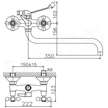 Смеситель для ванны Haiba HB2619-4