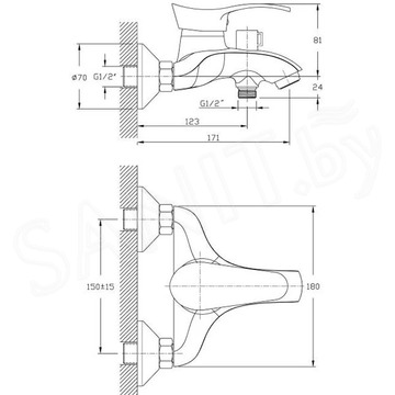 Смеситель для ванны Haiba HB6001