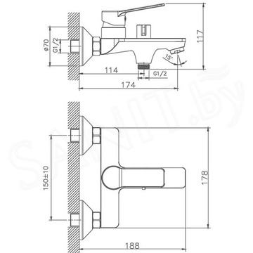 Смеситель для ванны Haiba HB60559