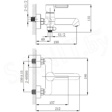 Смеситель для ванны Haiba HB60814