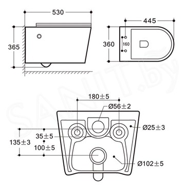 Подвесной унитаз Amore di Mare Temo Bidet P322-X с функцией биде