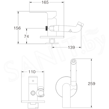 Смеситель встраиваемый Haiba HB55505 с гигиеническим душем