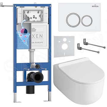 Комплект инсталляции Roxen StounFix Dual Fresh с удлиненными креплениями, аромадозатором, кнопкой смыва Santi 410260 и унитазом Asten Readle Stella Tornado AR1065