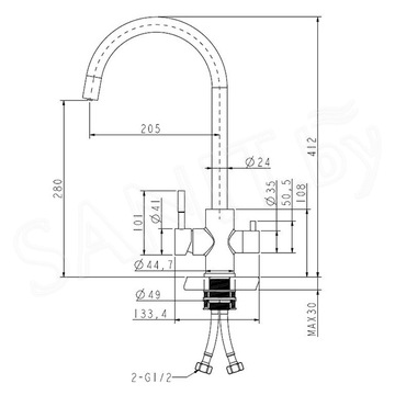 Смеситель для кухонной мойки Zorg Atlas Premium PVD Gunblack под фильтр