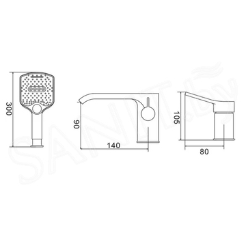 Смеситель на борт ванны Shevanik S4112T на 3 отверстия