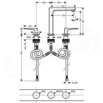 Смеситель для умывальника Hansgrohe Metropol 160 32515990 с донным клапаном