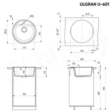 Кухонная мойка Ulgran U-601