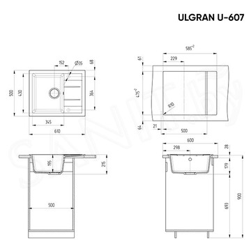 Кухонная мойка Ulgran U-607