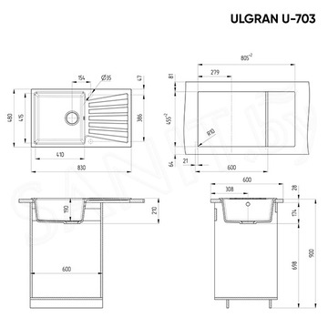 Кухонная мойка Ulgran U-703