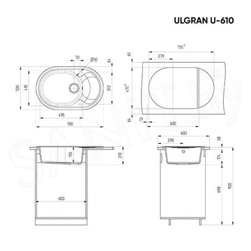 Кухонная мойка Ulgran U-610