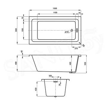 Акриловая ванна Wellsee FreeDom 2.0 233001000 / 233002000 / 233003000