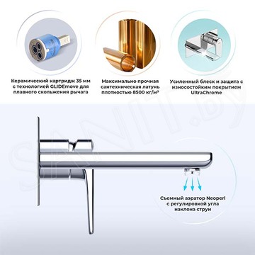 Смеситель встраиваемый Wellsee Icon for life 182311001 для умывальника