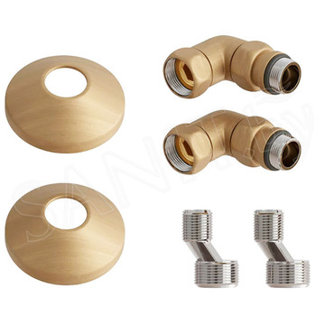 Комплект угловых американок Terminus 3/4"х1/2" Г/Ш со сгоном + отражатели матовое золото