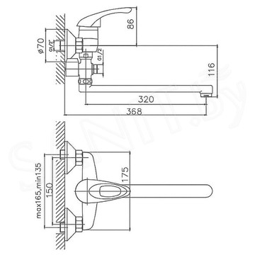 Смеситель для ванны Cron CN2103-2
