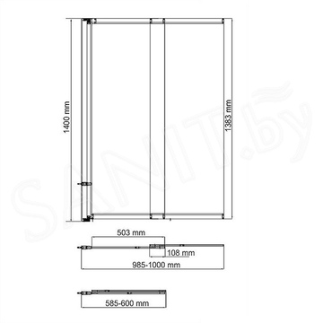 Душевая шторка на ванну Wasserkraft Dill 61S02-100 Wasserschutz