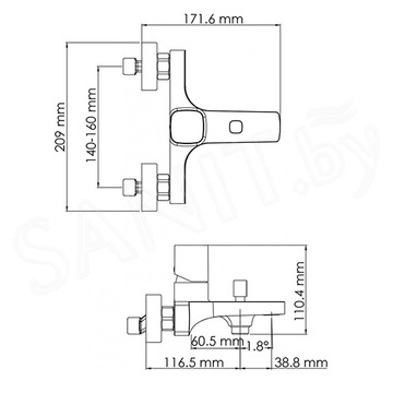 Смеситель для ванны WasserKraft Naab 8601