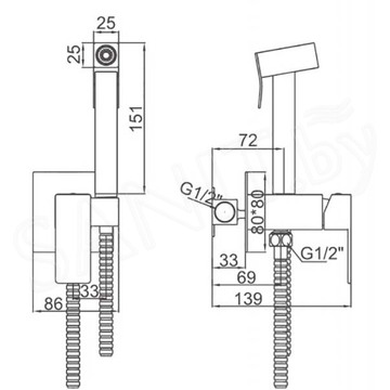 Смеситель встраиваемый Ledeme L75398-8 с гигиеническим душем