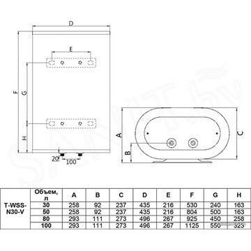 Накопительный водонагреватель Timberk T-WSS30-FS47-V / T-WSS50-FS47-V / T-WSS80-FS47-V