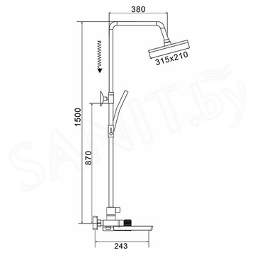 Душевая стойка Rose R1896G  с термостатом
