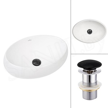 Комплект 2 в 1 умывальник Roxen Trendo mini 110200-B с донным клапаном
